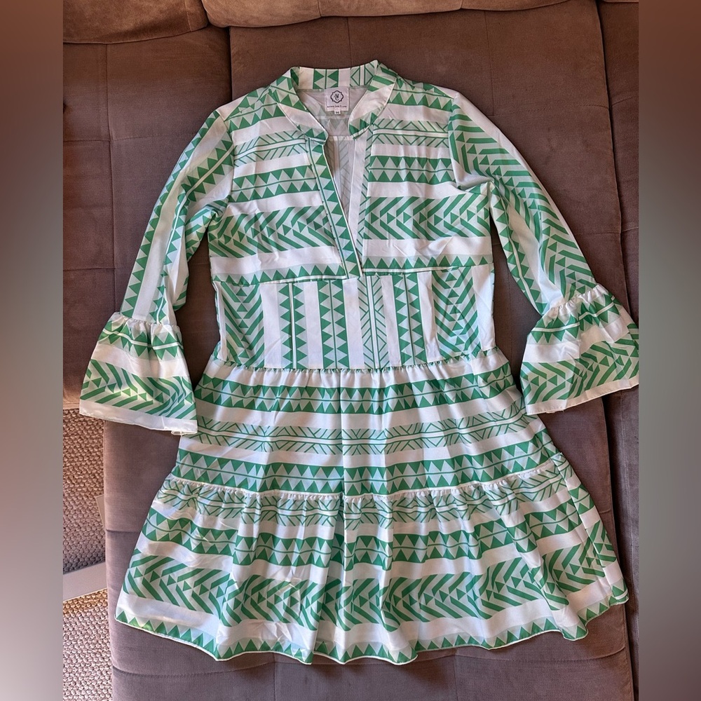 Green and White Patterned Dress